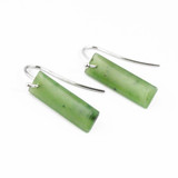 Natural Nephrite Jade Earrings 6x20mm Sterling Silver