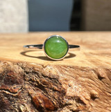 Natural Nephrite Jade and Silver Ring 6mm