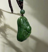 Natural Canadian Jade Spider and Gourd Pendant 46mm