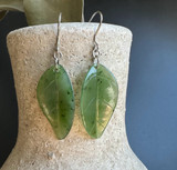 Natural Jade Earrings 30mm Sterling Silver