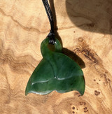 Natural Nephrite Jade Whale Tail Pendant, 33mm