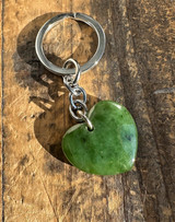 Natural Jade Keychain, Heart 28mm