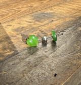Natural Jade Heart 7x8mm Earrings Sterling Silver
