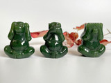 Natural Nephrite Jade Monkey Hear-No, See-No, Speak No Evil Figurine 1.5"