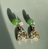 Natural Nephrite Jade Whale Tail Earrings 8mm Sterling Silver