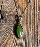 Natural Canadian Nephrite Jade Pendant with CZ 18x6mm