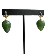 Natural Canadian Nephrite Jade Earrings, JN1 20mm Sterling Silver