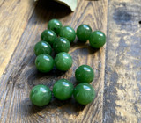 Natural 12mm Canadian Nephrite Jade Bead - Sold Individually