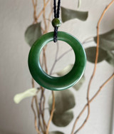 Natural Round Nephrite Jade Pendant, 37.5mm