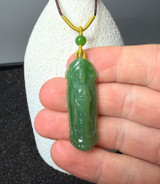 Natural Nephrite Jade Siberian Guanyin Pendant - 46mm