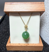 Natural 18K Siberian Nephrite Jade Bead Pendant, 12mm