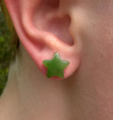 Natural Nephrite Jade Star Stud Earrings 10mm Sterling Silver