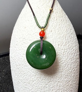 Natural Nephrite Jade Siberian Pi Pendant, 25MM
