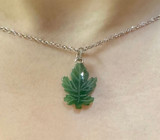 Natural Nephrite Jade Maple Leaf Charm 12x16mm