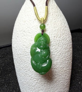 Natural Nephrite Jade Siberian Happy Buddha Pendant, 40mm