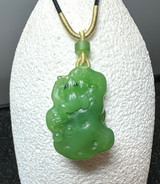 Natural Siberian Nephrite Jade Frog Pendant, 36mm - 1