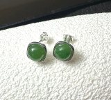 Natural Nephrite Jade 10mm Silver Studs Earrings