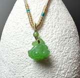 Natural Nephrite Jade Siberian Lotus Pendant, 14mm