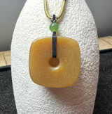 Natural Honey Nephrite Jade Texture Pi Pendant, 31mm