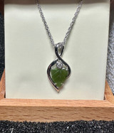 Natural Nephrite Jade Infinity TwIst, Leaf Pendant 25mm