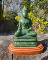 Natural Nephrite Jade 6" Thai Buddha Carving