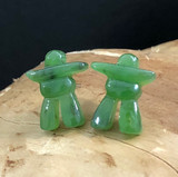 Natural Jade Inukshuk Earrings 18mm Sterling Silver