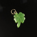 Natural Jade Charm - 4 Leaf Clover - No Chain 12mm