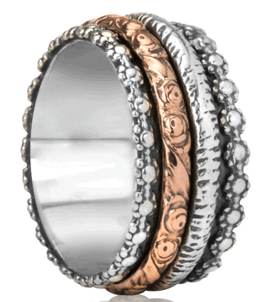 "PRAYER" (MR296) - Gold and Silver Zen Collection - MeditationRing (Spinner Ring)
