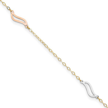 Image of 10" 14K Yellow, White & Rose Gold with Open S Links Anklet