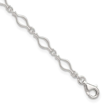 Image of 10" Sterling Silver Solid Polished Fancy Link Anklet