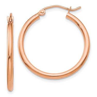 Image of 26.4mm 10k Rose Gold Polished 2mm Tube Hoop Earrings 10T992