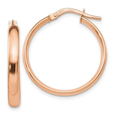 Image of 23.5mm 10k Rose Gold Polished Hoop Earrings 10LE329