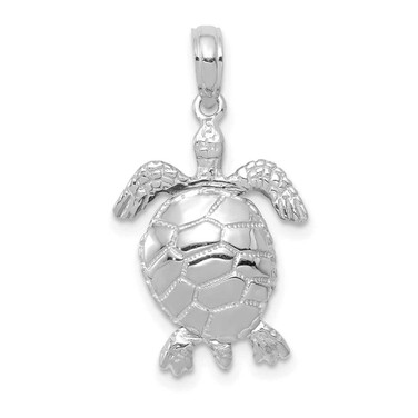 Image of 10k White Gold 3-D Moveable Turtle Pendant