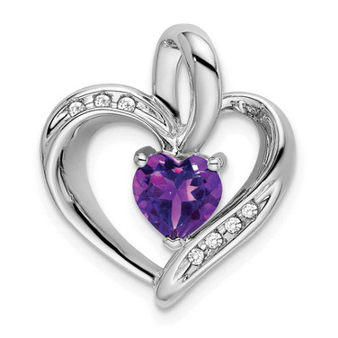 Image of 10k White Gold Amethyst and Diamond Heart Pendant PM7004-AM-005-1WA