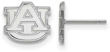 Image of 10K White Gold Auburn University X-Small Post Earrings by LogoArt (1W008AU)