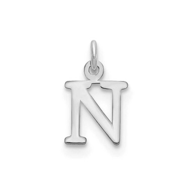 Image of 10K White Gold Cutout Letter N Initial Charm