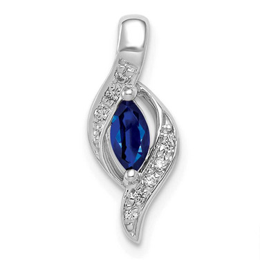 Image of 10K White Gold Diamond and Marquise .29ctw Sapphire Pendant