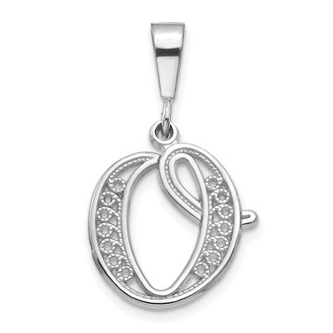 Image of 10K White Gold Filigree Initial O Pendant