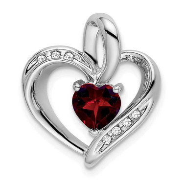 Image of 10k White Gold Garnet and Diamond Heart Pendant PM7004-GA-005-1WA