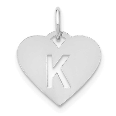 Image of 10K White Gold Heart Letter K Initial Charm