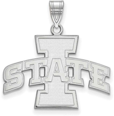 Image of 10K White Gold Iowa State University Large Pendant by LogoArt (1W004IAS)