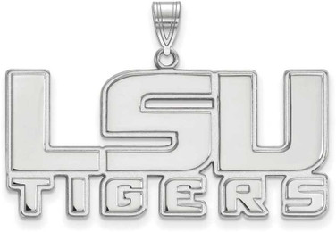 Image of 10K White Gold Louisiana State University Large Pendant by LogoArt (1W044LSU)