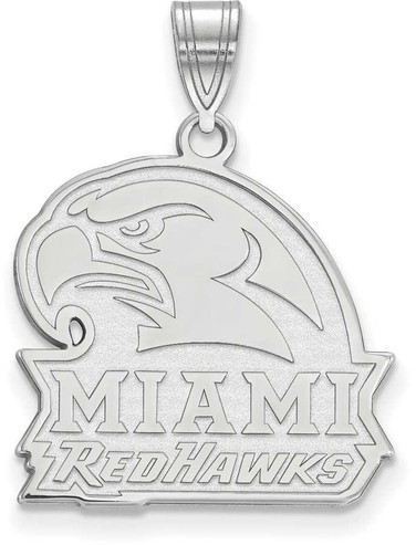 Image of 10K White Gold Miami University Large Pendant by LogoArt (1W022MU)