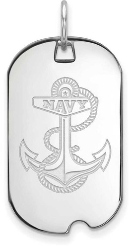 Image of 10K White Gold Navy Small Dog Tag by LogoArt (1W031USN)