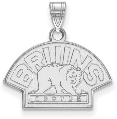 Image of 10K White Gold NHL Boston Bruins Small Pendant by LogoArt (1W039BRI)