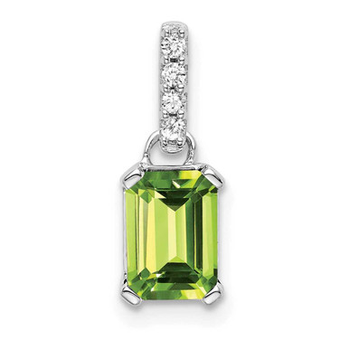 Image of 10K White Gold Peridot and Diamond Pendant PM7410-PE-004-1WA