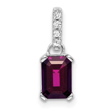 Image of 10K White Gold Rhodolite Garnet and Diamond Pendant