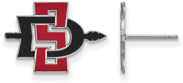 Image of 10K White Gold San Diego State University Small Post Earrings by LogoArt