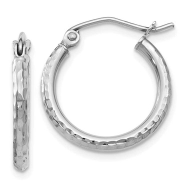 Image of 17mm 10k White Gold Shiny-Cut Hinged Hoop Earrings 10LE133