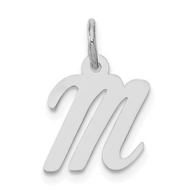Image of 10K White Gold Small Script Initial M Charm